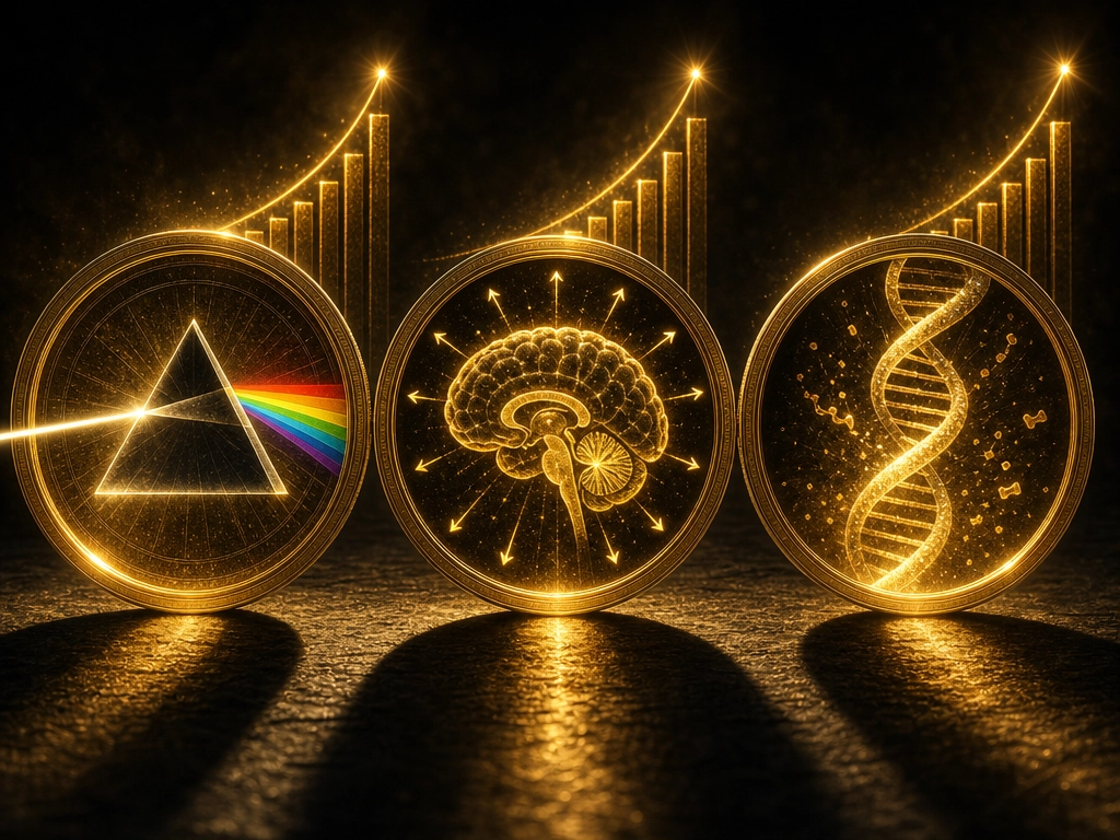 Three high-stakes scientific bets: the physics layer, brain prediction, and engineered success, each representing a potential breakthrough in understanding content engagement.