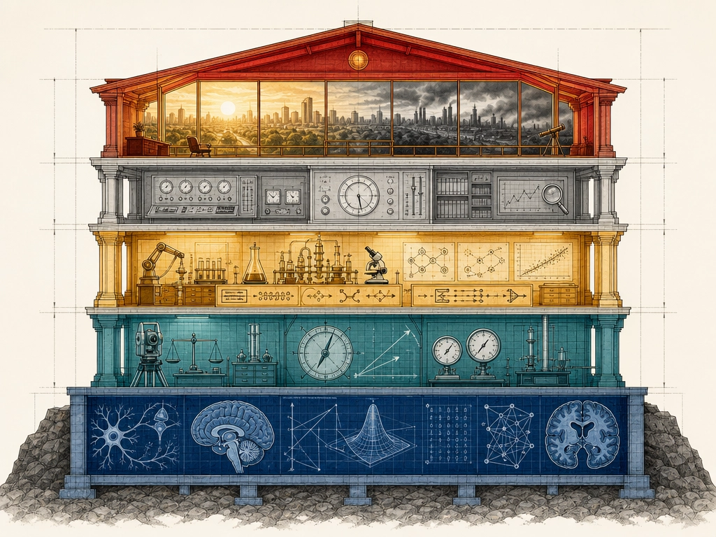 The book's five-part architecture: Foundation (neuroscience and formal framework), Measurement (vectors and behavior), Experimentation (mutation and correlation), Governance (calibration), and Reckoning (limitations, applications, societal impact).